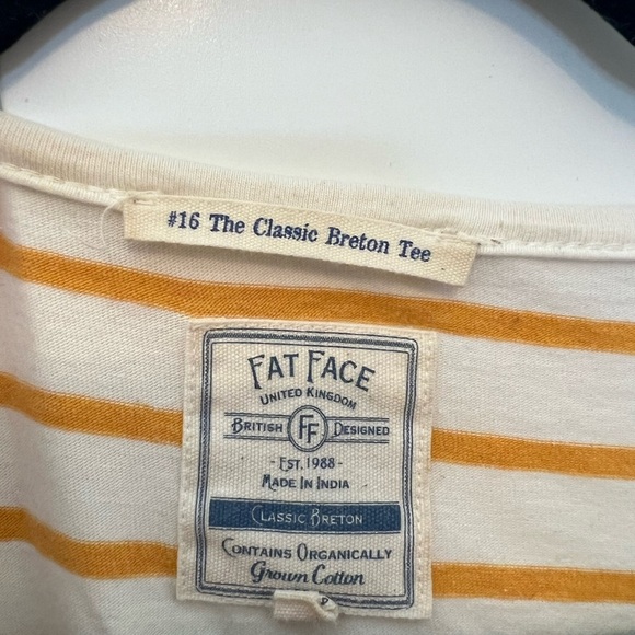 Fat Face Striped Essential Classic Breton Cotton Top Natural yellow Size US 14 - Picture 3 of 12